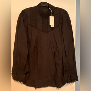 Rebecca Taylor NWT
Black Lace Poet-Sleeve Mock Neck Top Size 12 Beautiful!